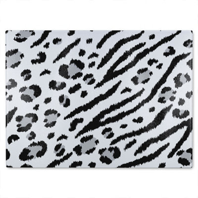 B&Q -  Zebra & Leopard Print Glass Chopping Board