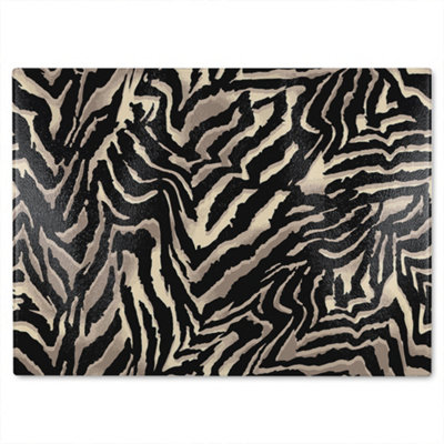 B&Q -  Gold Zebra Print Glass Chopping Boarddesigner Style