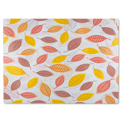 Benjamin Tate Design Small Autumn Leaves Glass Chopping Boarddesigner Style from B&Q