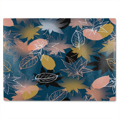 Benjamin Tate Design Maple Leaves Glass Chopping Boarddesigner Style from B&Q