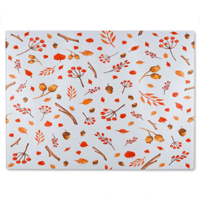 Benjamin Tate Design Acorns & Leaves Glass Chopping Board