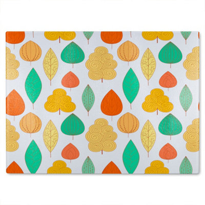 Benjamin Tate Design Decorative Leaves Glass Chopping Boarddesigner Style from B&Q