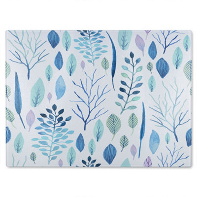 B&Q -  Winter Branches & Leaves Glass Chopping Board