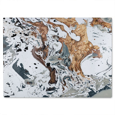 Benjamin Tate Design Bronze Marble Glass Chopping Boarddesigner Style from B&Q