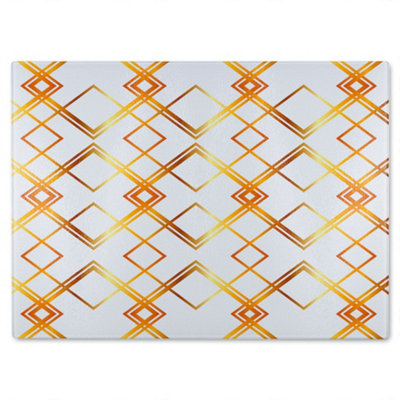 Benjamin Tate Design Geometric Pattern Glass Chopping Boarddesigner Style Golden