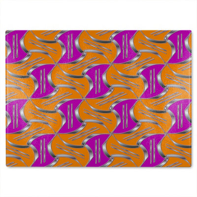 Benjamin Tate Design Geo Metalic Shapes Glass Chopping Board
