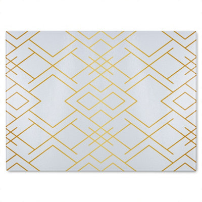 B&Q -  Golden Geo Pattern Glass Chopping Boarddesigner Style