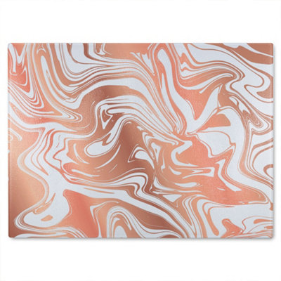 B&Q -  Rose Gold Marble Glass Chopping Boarddesigner Style