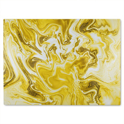 Benjamin Tate Design Golden Swirled Marble Glass Chopping Boarddesigner Style from B&Q