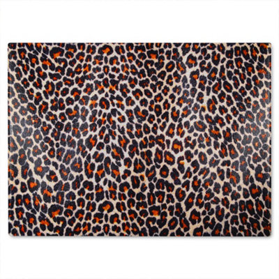 B&Q -  Print Of Leopard Skin Glass Chopping Board