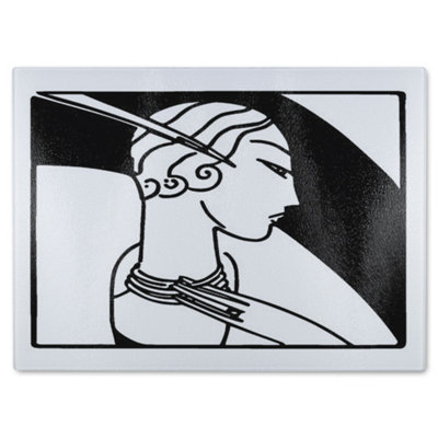 B&Q -  Art Deco Woman Glass Chopping Board