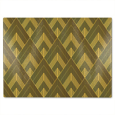 B&Q -  Black & Gold Striped Triangles Glass Chopping Boarddesigner Style