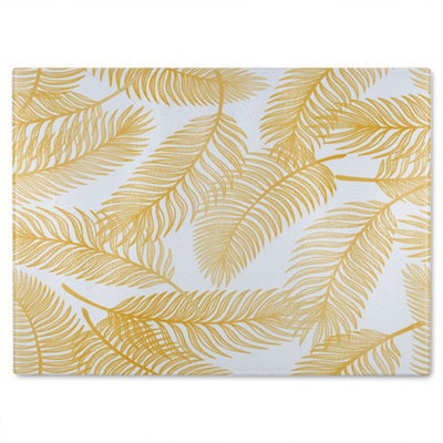 Benjamin Tate Design Golden Leaves Glass Chopping Boarddesigner Style from B&Q