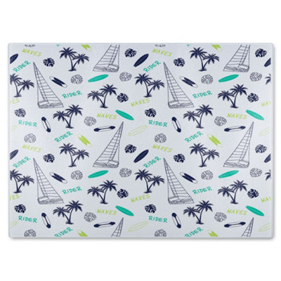 Benjamin Tate Design Waves Rider Glass Chopping Board
