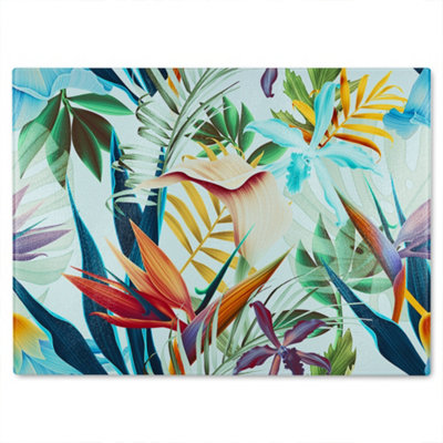 Benjamin Tate Design Tropical Plants Glass Chopping Boarddesigner Style from B&Q