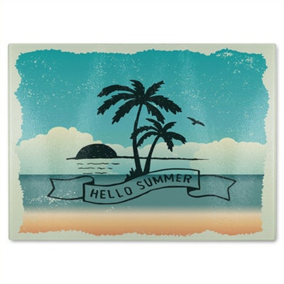 B&Q -  Hello Summer Glass Chopping Board