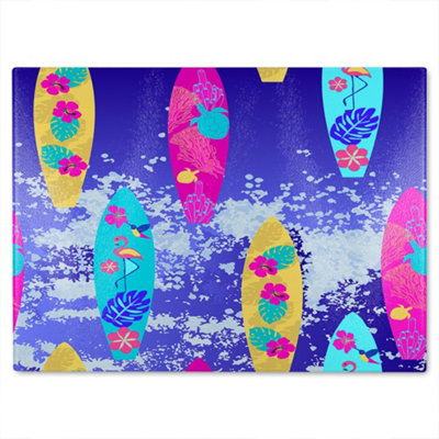 B&Q -  Tropical Surf Glass Chopping Board