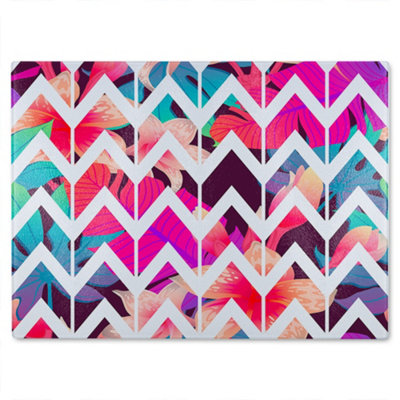 Benjamin Tate Design Tropical Geometric Zig Zags Glass Chopping Boarddesigner Style from B&Q