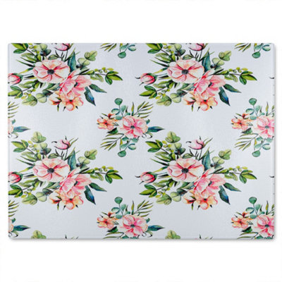 B&Q -  Watercolour Plants Glass Chopping Boarddesigner Style