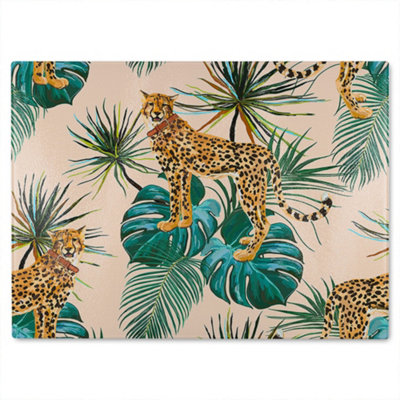 B&Q -  Tropical Cheetah Glass Chopping Boarddesigner Style