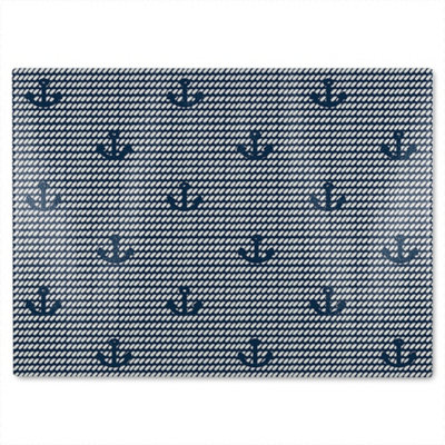 B&Q -  Anchors On Rope Pattern Glass Chopping Boarddesigner Style