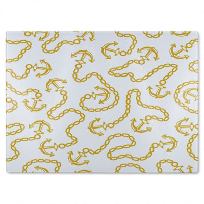 B&Q -  Anchor & Chains Glass Chopping Boarddesigner Style