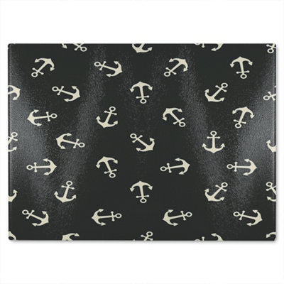 Benjamin Tate Design Anchors On Glass Chopping Boarddesigner Style Black