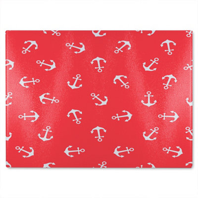 B&Q -  Anchors On Red Glass Chopping Boarddesigner Style