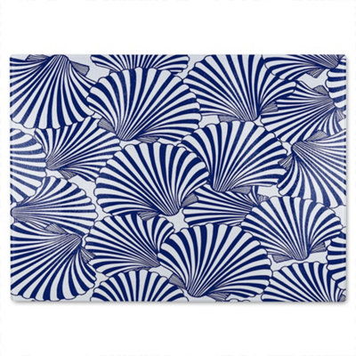 B&Q -  Striped Sea Shells Glass Chopping Boarddesigner Style