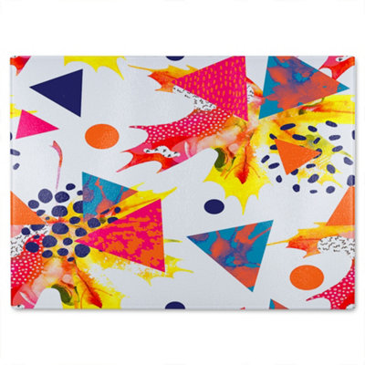 B&Q -  Maple Leaves & Geometric Patterns Glass Chopping Board