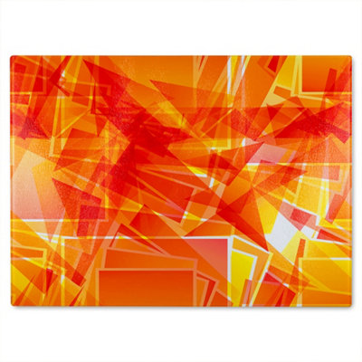 B&Q -  Orange Geometric Glass Chopping Boarddesigner Style