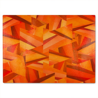B&Q -  Autumn Coloured Geometric Triangle Patterns Glass Chopping Boarddesigner Style