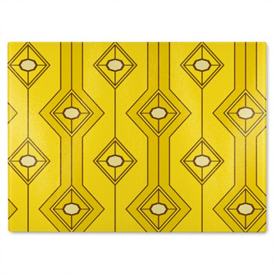 Benjamin Tate Design Yellow Geometric Glass Chopping Boarddesigner Style from B&Q