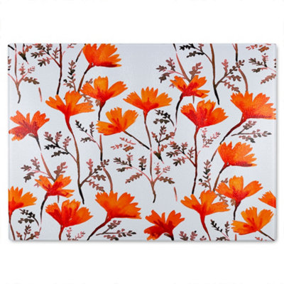 B&Q -  Flowers In Autumn Colours Glass Chopping Boarddesigner Style