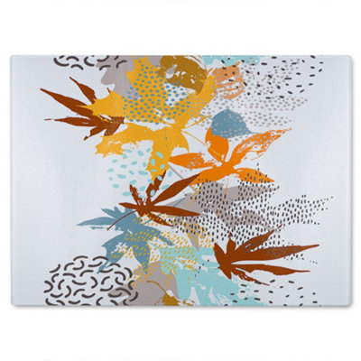 Benjamin Tate Design Japanese Maple Leaves Glass Chopping Boarddesigner Style