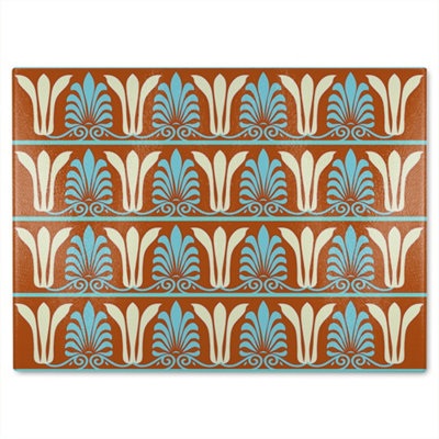 Benjamin Tate Design Egyptian Flower Ornament Pattern Glass Chopping Boarddesigner Style from B&Q