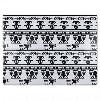 Benjamin Tate Design Egyptian Eye Of Horus Heiroglyphs Glass Chopping Board from B&Q