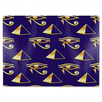 Benjamin Tate Design Gold Pyramid & Eye Of Horus Glass Chopping Boarddesigner Style from B&Q