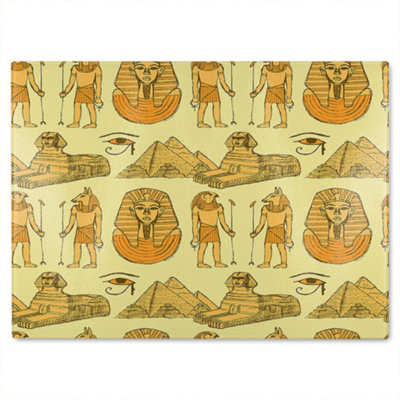 Benjamin Tate Design Egyptians & Sphinx Glass Chopping Boarddesigner Style from B&Q