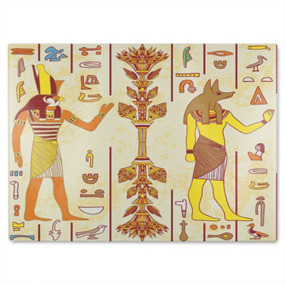 B&Q -  Egyptian Gods & Ancient Egyptian Hieroglyphs Glass Chopping Board