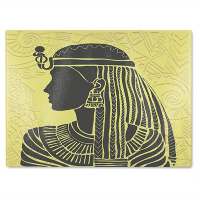 B&Q -  Egyptian Women On Yellow Glass Chopping Boarddesigner Style
