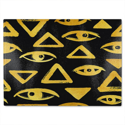 Benjamin Tate Design Eyes & Pyramids Glass Chopping Boarddesigner Style from B&Q