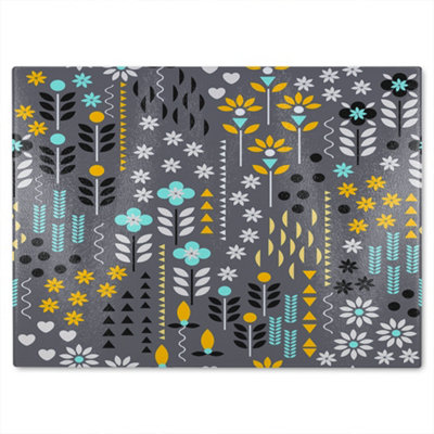 Benjamin Tate Design Flower Print Glass Chopping Boarddesigner Style