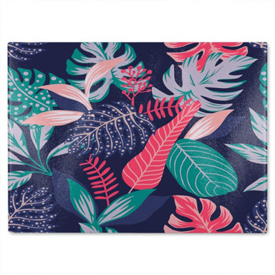 Benjamin Tate Design Tropical Plant Leaves Glass Chopping Boarddesigner Style from B&Q