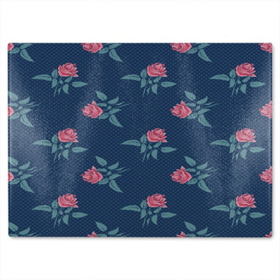 B&Q -  Roses & Spots Print Glass Chopping Boarddesigner Style