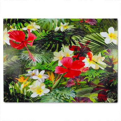 Benjamin Tate Design Tropical Foliage Glass Chopping Boarddesigner Style from B&Q