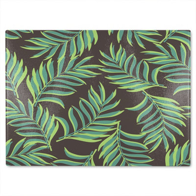 Benjamin Tate Design Green Palm Leaves Glass Chopping Boarddesigner Style from B&Q