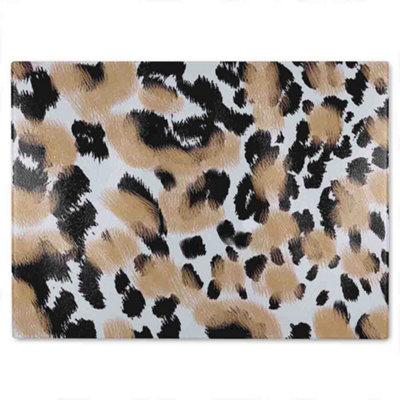 B&Q -  Leopard Spots Print Glass Chopping Boarddesigner Style
