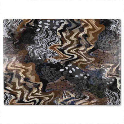 B&Q -  African Print Glass Chopping Board