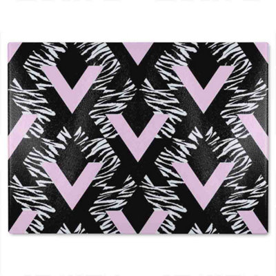 Benjamin Tate Design Geometric Animal Print Glass Chopping Board